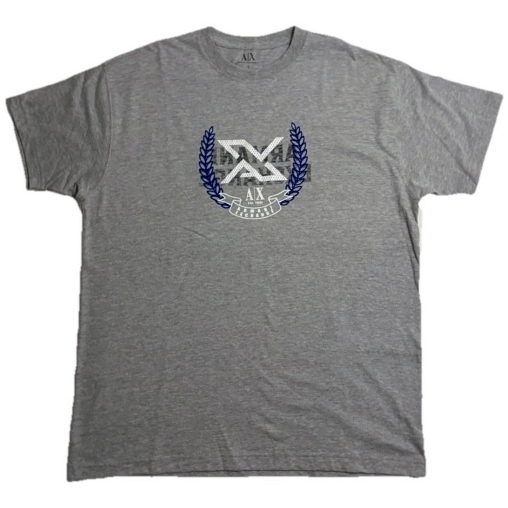 Armani Exchange A|X Mens Gray-Blue White Graphic New T-Shirt Short Sleeve XL